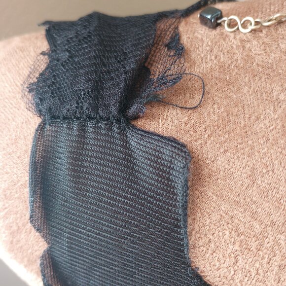 Soft Feminine Sheer Black Lace Sheer Eyelet Lace Tank Top Whimsygoth Romantic - Picture 6 of 6